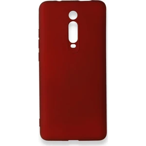 Xiaomi Mi 9t Kılıf Yumuşak Dokulu Silikon + Ekran Koruyucu Cam Bordo