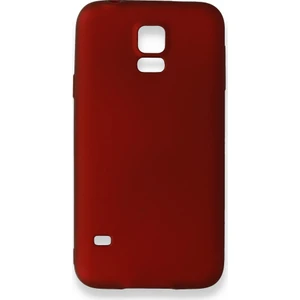 Samsung Galaxy S5 Kılıf Yumuşak Dokulu Silikon + Ekran Koruyucu Cam Bordo