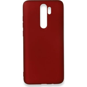 Xiaomi Redmi Note 8 Pro Kılıf Yumuşak Dokulu Silikon + Ekran Koruyucu Cam Bordo