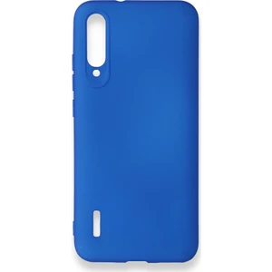 Xiaomi Mi A3 Kılıf Yumuşak Dokulu Silikon + Ekran Koruyucu Cam Mavi