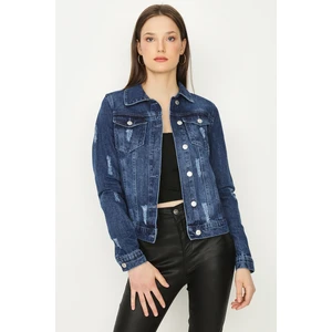 Select Moda Kadın Mavi Düğmeli Denim Ceket