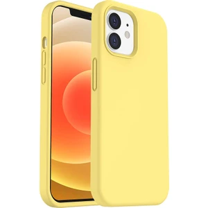 Apple iPhone 12 Kılıf Liquid Lansman Silikon Sarı