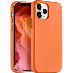 Apple iPhone 12 Pro Max Kılıf Liquid Lansman Silikon Turuncu