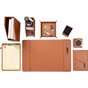 Sümen Takımı Masaüstü Suni Deri Hediyelik Set 8 Parça