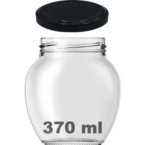370 cc Kavanoz Metal Siyah Konserve Kapaklı 370 ml Şeffaf Yumurta Cam Kavanoz 1 Adet