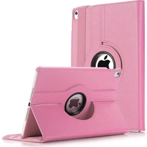 Apple iPad 7. Nesil 8. Nesil 2019 2020 10.2" Tablet Kılıfı Standlı 360° Dönebilen Deri Kılıf Açık Pembe