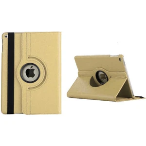 Apple iPad 7. Nesil 8. Nesil 2019 2020 10.2" Tablet Kılıfı Standlı 360° Dönebilen Deri Kılıf Gold
