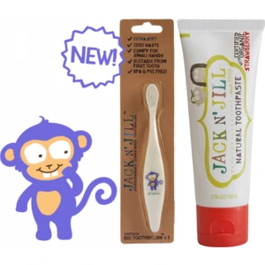 Jack N' Jill Bebek Diş Bakım Seti (Monkey Diş Fırçası + Çilek Aromalı Diş Macunu)