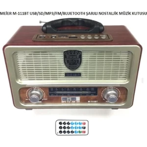 111 Bt Şarjlı Nostaljik Radyo Bluetootlu-Kumandalı Usb/sd Destekli