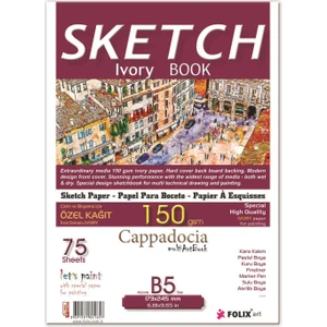 B5 Sketchbook Cappadocia Tutkallı Ivory Eskiz Defteri 17.3 x 24.5 cm