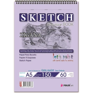 A5 Zigana Spiralli Sketchbook Eskiz Defteri 150 Gram 60 Yaprak