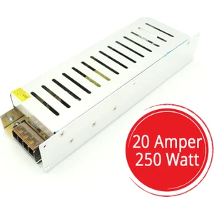 Şerit LED Trafo 12V Adaptör Driver 20 Amper 250 Watt