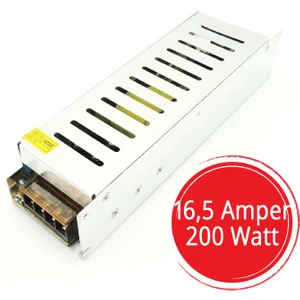 Şerit LED Trafo 12V Adaptör Driver 16,5 Amper 200 Watt