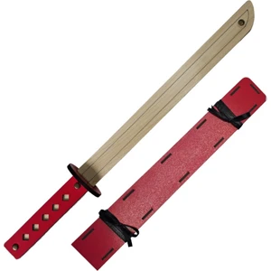 Ahşap Japon Samuray Ninja Katana Kılıcı Kırmızı Oyuncak