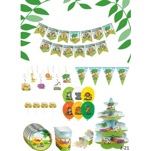 Barn Members Safari Temalı 16 Kişilik Eğlence Parti Doğum Günü Seti / Safari Z-21-2