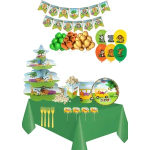 Barn Members Safari Temalı 16 Kişilik Lüx Doğum Günü Parti Seti / Safari Z-9-2