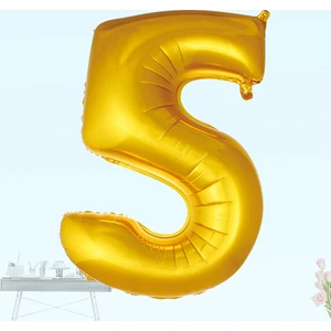 Süsle Bebek ve Parti 5 Yaş Rakam Folyo Balon, 100 cm - Altın