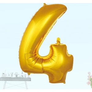 Süsle Bebek ve Parti 4 Yaş Rakam Folyo Balon, 100 cm - Altın