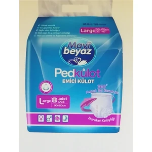 Mavi Beyaz Ped Emici Külot Büyük Boy 2 X8= 16 'lıyetişkin Hasta Bezi
