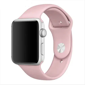 Apple Watch Uyumlu Seri 4 5 40MM Silikon Kordon Kayış M-L Pembe(Toz)