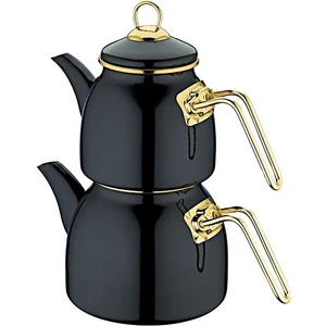 Oms Emaye Çaydanlık Takımı Siyah