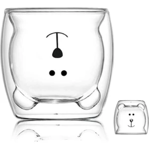 Çift Cidarlı Tasarım Cam Bardak 250 ml. Cidarlı Ayı Bardak
