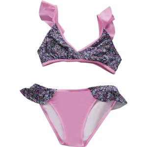 Kız Çocuk Çiçek Desenli Volanlı Bikini Takımı