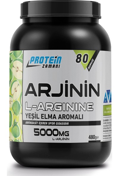 Protein Zamanı L-Arjinin 480 Gram 80 Servis Yeşil Elma