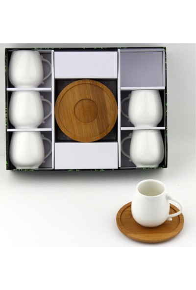 Lavin Porselen Bambu Tabak Kahve Fincan Takımı Yaldızlı 2585