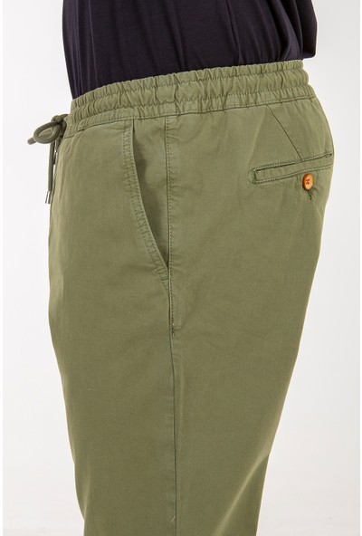 Fitz Roy Erkek Yeşil Beli Lastikli Ip Bağlanmalı Modern Fit Pantolon Mirror