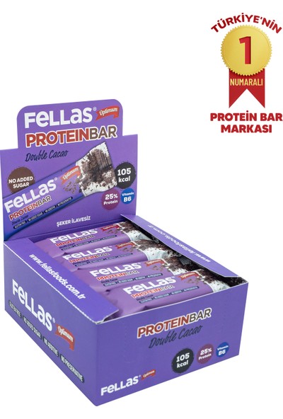 Fellas Protein Bar - Duble Kakaolu 32 gr x 12 Adet