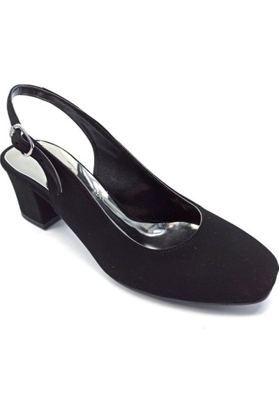 Arıcı Siyah Nubuk Arkası Açık Kadın Klasik Ayakkabı