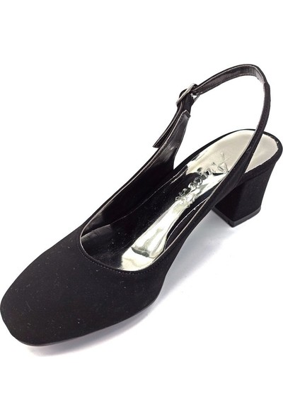 Arıcı Siyah Nubuk Arkası Açık Kadın Klasik Ayakkabı