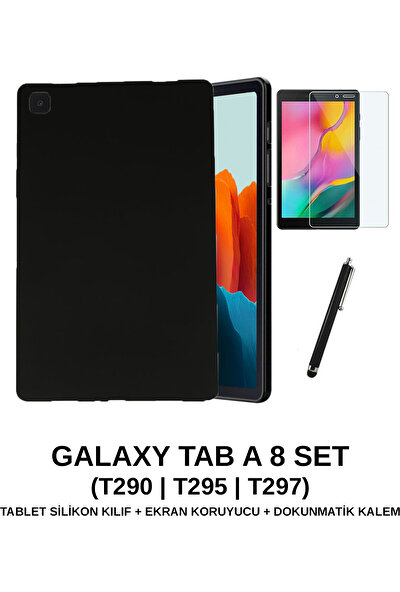 Wowlett Samsung Galaxy Tab A 8" SM-T290 SM-T297 Kılıf Silikon Kılıf + Ekran Koruyucu + Dokunmatik Kalem