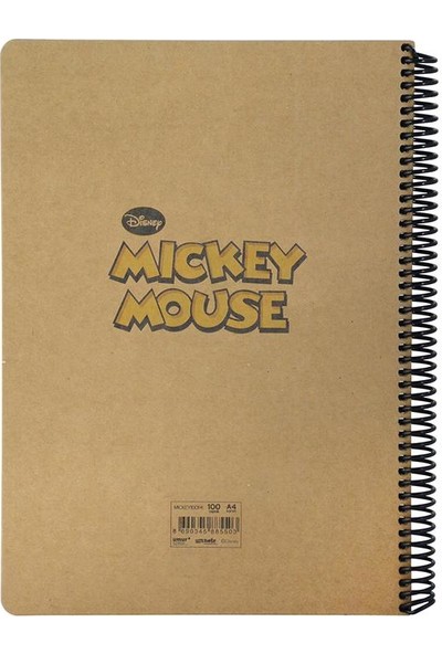 Mynote Mickey Mouse Kraft Defter A4 -100 Yaprak Kareli - Desen 1