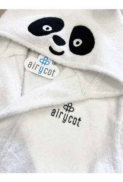 Airycot Çocuk Bornoz Panda Siyah - Beyaz