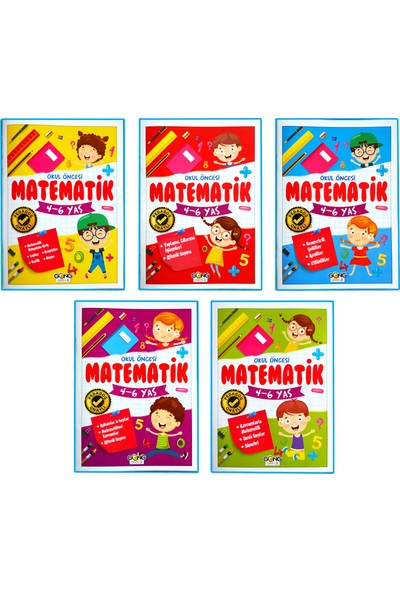Harika Çocuk Yayınları - 5 - 6 Yaş Okul Öncesi Matematik Çalışmaları Seti 5 Kitap