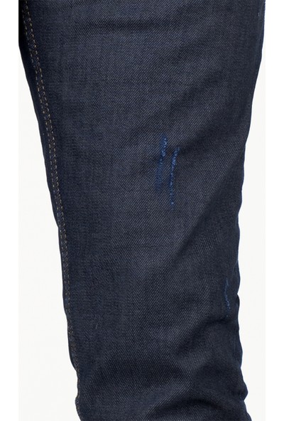 Deepsea Mavi Erkek Beş Cep Likralı Düğmeli Dar Paça Kot Pantolon 2104611