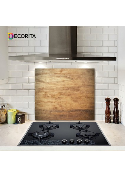 Ahşap Görünümlü | Cam Ocak Arkası Koruyucu | 52cm x 60cm
