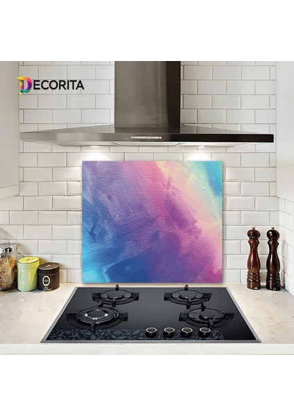 Renkli Tuval | Cam Ocak Arkası Koruyucu | 52cm x 60cm