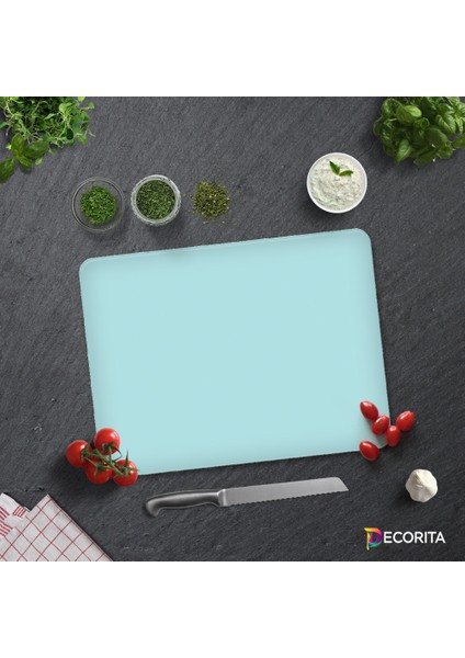 Düz Renk - Pudra mavi | Cam Kesme Tahtası - Cam Kesme Tablası | 30cm x 40cm