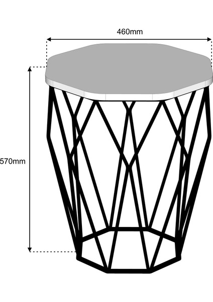 Variant Mobilya Sofya Metal Ayaklı Yan Sehpa  Ceviz