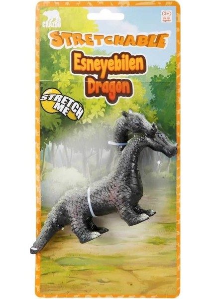 Ejderha - Esneyebilen Streç Çift Başlı Dragon - J7617R-SİYAH
