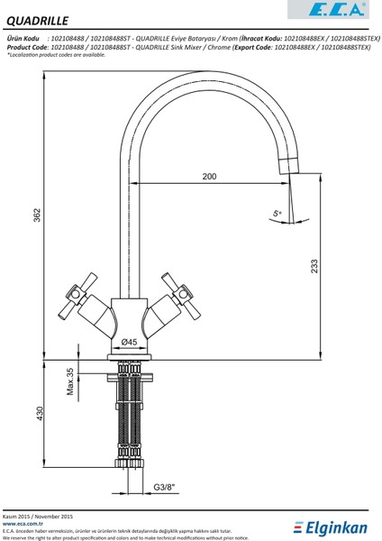 Eca Quadrille Eviye Bataryası 102108488 fiyatları