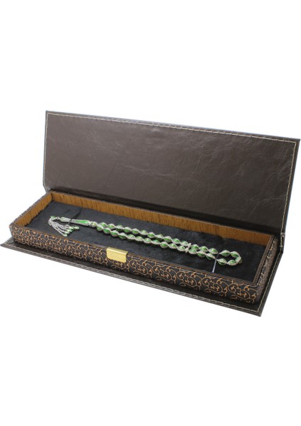 Kahverengi Deri & Ahşap Kombinli Elegance Tesbih Kutusu modelleri