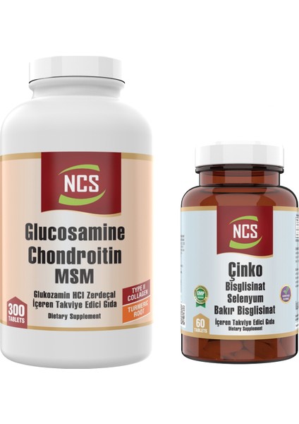 Glucosamine Chondroitin Msm 300 Tablet+Zinc Bisglisinat Selenyum Bakır 60 Tablet