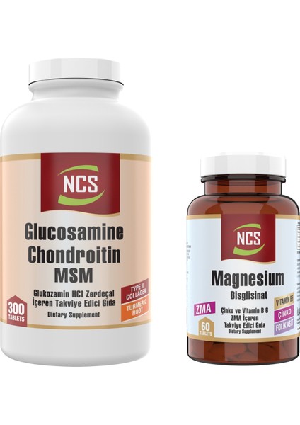 Magnesium Çinko Vitamin B6 60 Tablet+Glucosamine Chondroitin Msm 300 Tablet