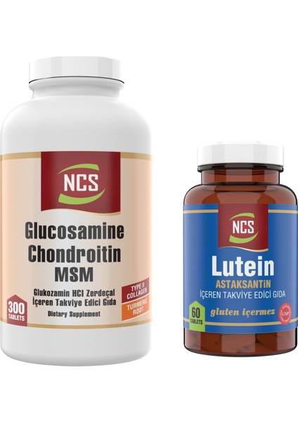 Lutein 15 Mg Astaksantin 12 Mg 60 Tablet+Glucosamine Chondroitin Collagen Msm 300 Tablet
