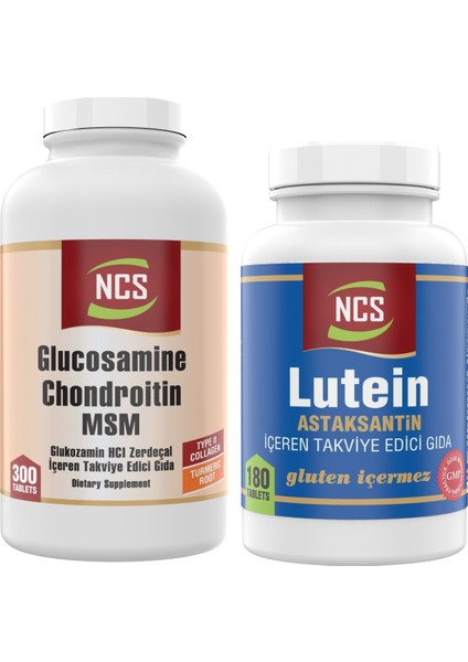 Lutein 15 Mg Astaksantin 12 Mg 180 Tablet+Glucosamine Chondroitin Collagen Msm 300 Tablet