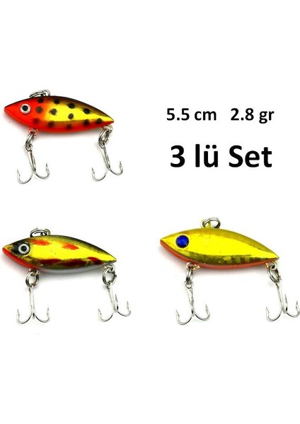 Profısher 3 Lü Set Sert Yapay Balık Yem 2.8 G 5.5 cm